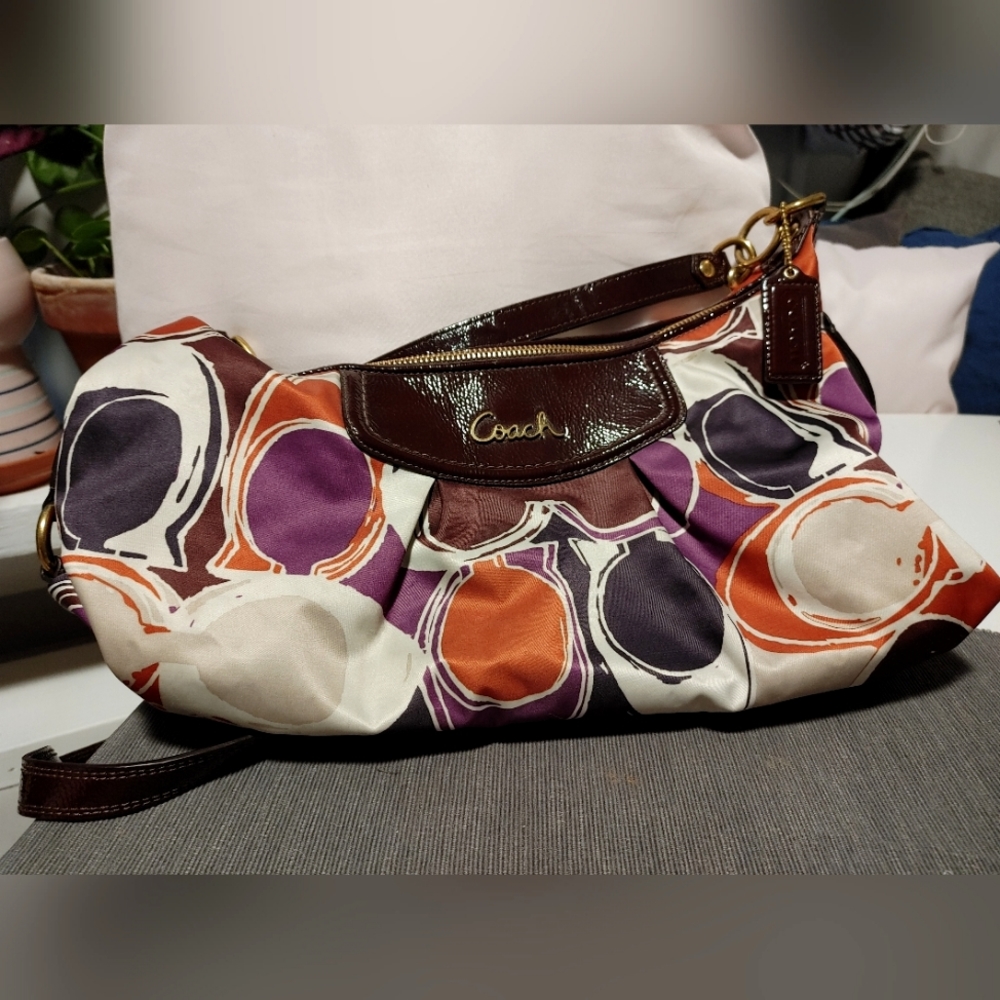 Vintage Coach Multicolor Signature Satin Ashley Satchel